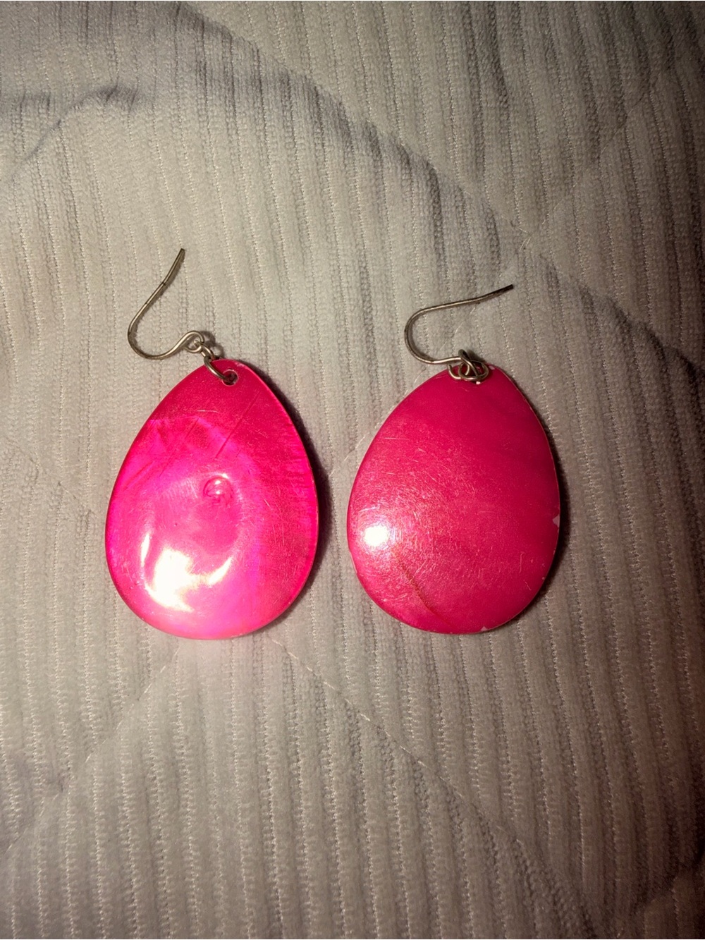 Hot Pink Teardrop Dangle Earrings - Unbranded
